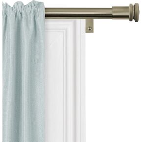 Zenna Home Easy Install Drapery Window Curtain Rod, No Measuring, 18" - 48", Cap Finials, Antique Brass