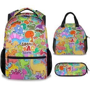 Dinosaur Backpacks for Boys, Large Capacity Backpack for School, Cute Colorful Lightweight Bookbag for Kids