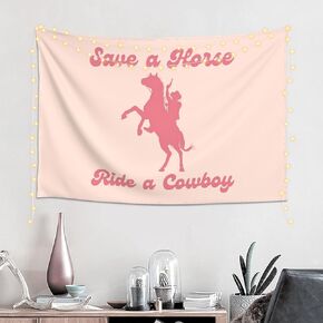 HONYADE Save A Horse Ride A Cowboy Wall Hanging Cowboy Tapestry,Western Tapestry Teen Girl Bedroom Living Room College Dorm Home Decor Aesthetic Art Birthday Decorations 60x40inch