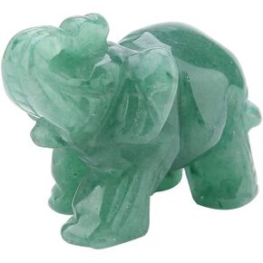 Watris Veiyi 2inch Natural Jade Elephant Figurine, Green Elephant Decoration, Carved Elephant Figurine, Elephant Crystal Wealth Lucky Figurine for Home Decor