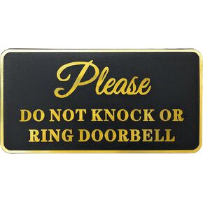 Please Do Not Knock or Ring Doorbell Aluminium Sign with Tape Black and Silver 6x3 inch
