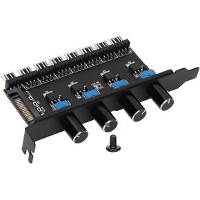 Acogedor 4 Knob Cooling Fan Speed Controller, 8 Channels PC Fan Hub, with 4PIN SATA Power Supply, Cooling Fan Speed Controller for CPU Chassis HDD VGA PWM Fan