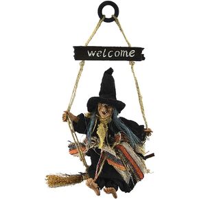 Hanging Welcome Sign Retro Witch Door Hanger Creative Halloween Decorations Props Holiday Party Decor Wooded Welcome Plaque Door Pendant Ornament for House Garden Bar Restaurant Club Haunted House