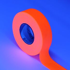 Neon Gaffer Cloth Tape, UV Blacklight Glow in The Dark Tape for Neon Party, UV Reactive Neon Tape for Glow Party Supplies, 1 inch x 66 Feet - Fluorescent Orange