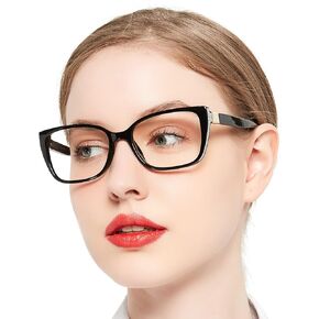 OCCI CHIARI Oversized Reading Glasses 1.5 Womens Trendy Cat Eye Readers 1.0 1.25 1.5 1.75 2.0 2.25 2.5 2.75 3.0 3.5 4.0 5.0 6.0 (Black,1.5)