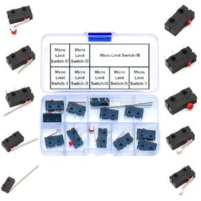 مجموعة متنوعة من مفاتيح الحد الصغير، مفتاح الحد الصغير 2Pin 3Pin 1NO 1NC AC 5A 125V 250V زر ضغط لحظي مفتاح حد صغير صغير مع ذراع رافعة مفصلية/أسطوانة (مفتاح حد صغير)