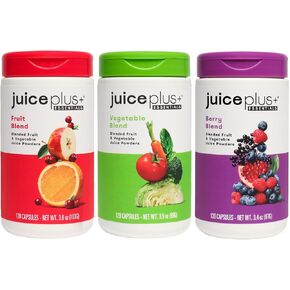 JuicePlus+ Fruit, Vegetable & Berry Blend: Nutrient-Packed Ingredients For Heart Health, Immune Function, Cognitive Performance, & Radiant Skin - Prepacked 3 bottles (60 servings of Fruit, Veg, Berry)