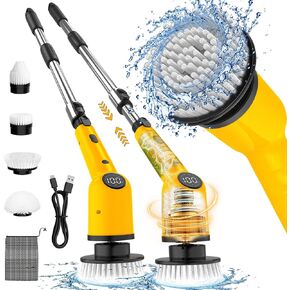 Electric Spin Scrubber - IMAXTOP Cordless Cleaning Brush with 8 Replaceable Heads, Shower Cleaner with Adjustable Handle, Bathroom, Tub, Floor, Kitchen Cleaner