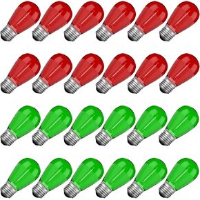 S14 Outdoor String Lights Bulbs, Shatterproof & Waterproof 1Watt LED Edison Light Bulbs 11W Equivalent, 2200K Warm White, E26 Medium Base,15Pack