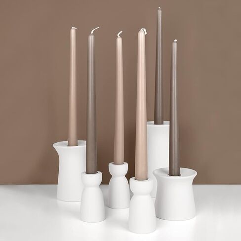 حاملات شموع على شكل عمود من السيراميك باللون الأبيض غير اللامع من Koyal، حوامل شموع من الخزف الحجري الحديث من Koyal، مجموعة من 6 قطع in Kuwait