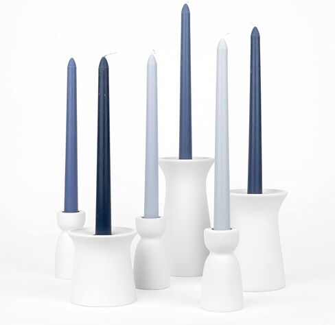 حاملات شموع على شكل عمود من السيراميك باللون الأبيض غير اللامع من Koyal، حوامل شموع من الخزف الحجري الحديث من Koyal، مجموعة من 6 قطع in Kuwait
