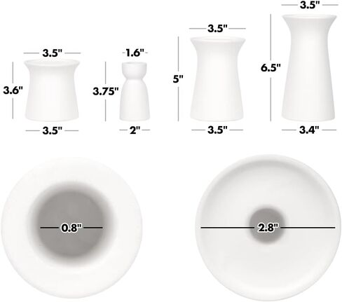 حاملات شموع على شكل عمود من السيراميك باللون الأبيض غير اللامع من Koyal، حوامل شموع من الخزف الحجري الحديث من Koyal، مجموعة من 6 قطع in Kuwait