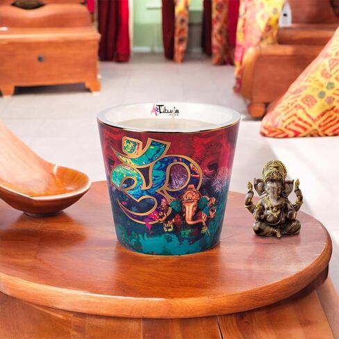En Paz Scented Candle | Sandalwood-Rose-Saffron | 100% Soy Wax | Luxury Candles | Perfect for Gifting | 40oz | 10cm Tall | Approx Burn Time - 80 Hours in Saudi Arabia