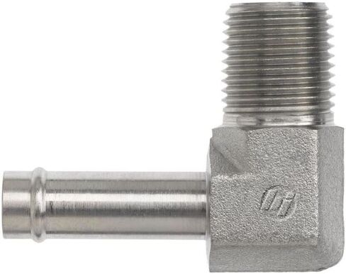 Brennan Industries 4501-08-08-FG تركيب أنبوب الكوع من الفولاذ المطروق 90 ​​درجة، 1/2 بوصة - 14 خيط NPTF، 1/2 بوصة خرطوم بارب × 1/2 بوصة ذكر NPTF in Kuwait