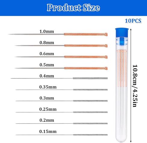 3D Printer Nozzle Cleaning Kit, 10 Pcs Stainless Steel Nozzle Cleaning Needles 0.15/0.2/0.25/0.3/0.35/0.4/0.5/0.6/0.8/1.0mm for 3D Printer Accessories in Saudi Arabia