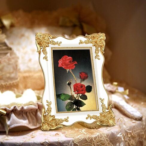 3 Pcs 4x6 Inch Vintage Picture Frame Trim Antique Ornate Resin Photo Frame with Easel and Hook for Tabletop Wall Art Decor Display Home Office(Gold,White,Pink) in Saudi Arabia