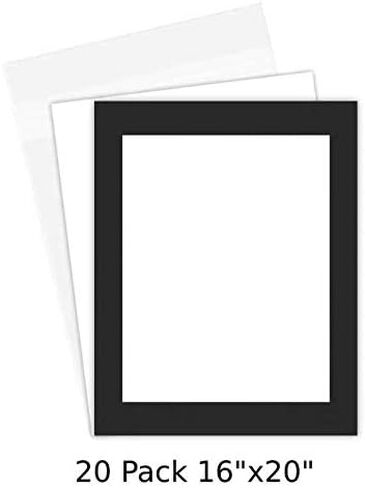 A Plus Max 16x20 inches Black Mat Board + Backing Board + Clear Bag, Pack of 20 in Kuwait
