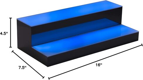 رف بار مضاء LED من BarSquad - 16 بوصة، رف عرض زجاجة مشروبات مضاء بخطوتين مع أوضاع إضاءة متعددة الألوان، جهاز تحكم عن بعد لاسلكي in Saudi Arabia