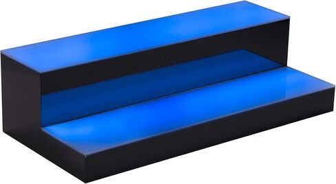 رف بار مضاء LED من BarSquad - 16 بوصة، رف عرض زجاجة مشروبات مضاء بخطوتين مع أوضاع إضاءة متعددة الألوان، جهاز تحكم عن بعد لاسلكي in Saudi Arabia