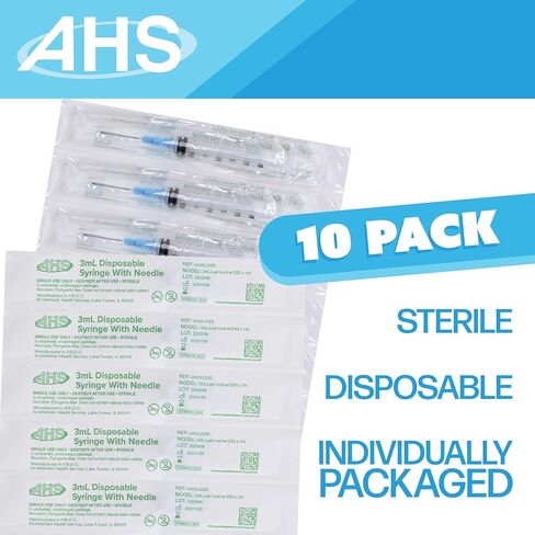 10 Pack, 3mL Syringes with Needle Luer Lock Syringe Individually Packaged (3mL, 23G x 1in) in Saudi Arabia