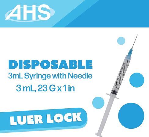 10 Pack, 3mL Syringes with Needle Luer Lock Syringe Individually Packaged (3mL, 23G x 1in) in Saudi Arabia