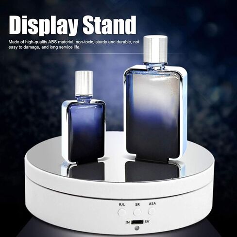 Rotating Display Stand, 3 Speeds Electric Turntable Stand 360 Degree Turntable Rotating Stand with USB Charging for Video Shooting Watch Anime Figures Jewelry Display(White) in Saudi Arabia