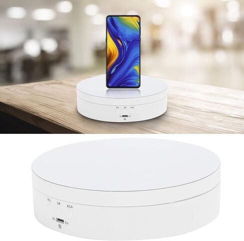 Rotating Display Stand, 3 Speeds Electric Turntable Stand 360 Degree Turntable Rotating Stand with USB Charging for Video Shooting Watch Anime Figures Jewelry Display(White) in Saudi Arabia
