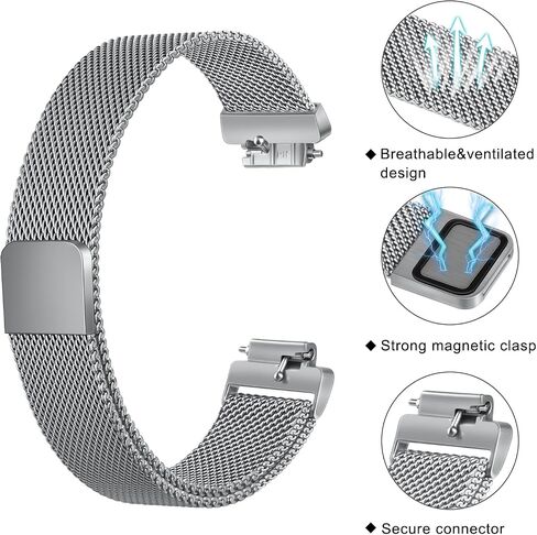 Amzpas bands Compatible for Fitbit Inspire 2 Bands Women Men, Stainless Steel Mesh Loop Adjustable Magnetic Wristband Replacement Strap for Fitbit Inspire 2 / Inspire HR/Inspire Fitness Tracker in Saudi Arabia