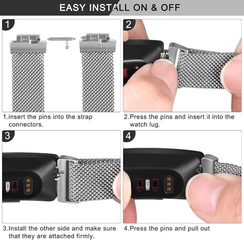 Amzpas bands Compatible for Fitbit Inspire 2 Bands Women Men, Stainless Steel Mesh Loop Adjustable Magnetic Wristband Replacement Strap for Fitbit Inspire 2 / Inspire HR/Inspire Fitness Tracker in Saudi Arabia