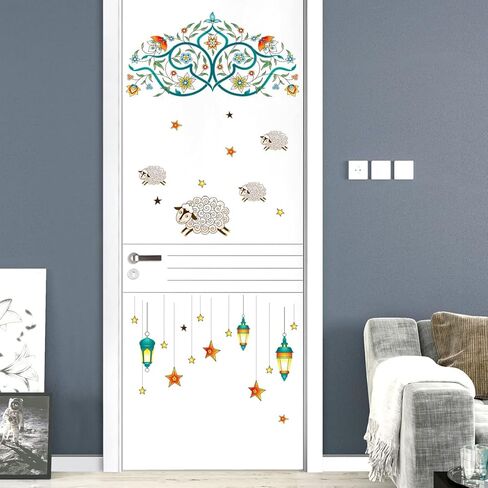 ملصق حائط رمضان إسلامي مبارك عيد الجدار ملصق مقاس 23.6 × 38.6 بوصة ديكور فينيل ذاتي اللصق قابل للإزالة لتزيين نافذة باب الغرفة in Kuwait