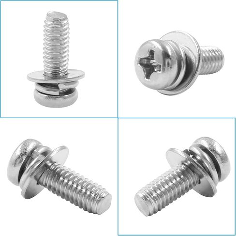 BokWin 30 Pcs M4x12mm Pan Head Bolts Screws with Washers Kit Stainless Steel Machine Screws Bolts Phillips Pan Head Screws in Saudi Arabia