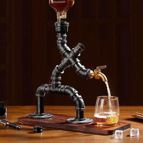 موزع مشروبات كحول الويسكي لديكور كهف الرجل، ملحقات بار موزع المشروبات الكحولية Steampunk لبار المنزل، هدايا فريدة للرجال/أحباء النبيذ/الزوج/الصديق/الأب، فضي in Saudi Arabia