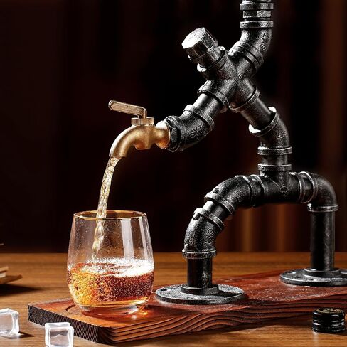 موزع مشروبات كحول الويسكي لديكور كهف الرجل، ملحقات بار موزع المشروبات الكحولية Steampunk لبار المنزل، هدايا فريدة للرجال/أحباء النبيذ/الزوج/الصديق/الأب، فضي in Saudi Arabia