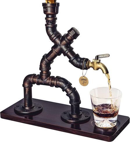 Whiskey Alcohol Gifts Drink Dispenser of Man Cave Decor, Steampunk Liquor Dispenser Bar Accessories for Home Bar, Unique Gifts for Men/Wine Loves/Husband/Boyfriend/Father, Silver in Saudi Arabia