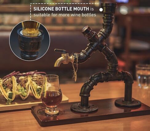 Whiskey Alcohol Gifts Drink Dispenser of Man Cave Decor, Steampunk Liquor Dispenser Bar Accessories for Home Bar, Unique Gifts for Men/Wine Loves/Husband/Boyfriend/Father, Silver in Saudi Arabia