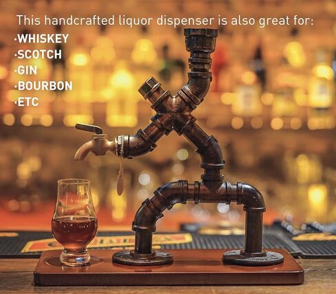 Whiskey Alcohol Gifts Drink Dispenser of Man Cave Decor, Steampunk Liquor Dispenser Bar Accessories for Home Bar, Unique Gifts for Men/Wine Loves/Husband/Boyfriend/Father, Silver in Saudi Arabia