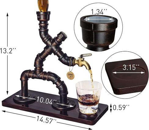 Whiskey Alcohol Gifts Drink Dispenser of Man Cave Decor, Steampunk Liquor Dispenser Bar Accessories for Home Bar, Unique Gifts for Men/Wine Loves/Husband/Boyfriend/Father, Silver in Saudi Arabia