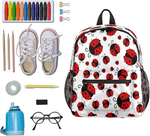 Pardick Cute Kids Backpack Red Ladybug Toddler Backpack with Chest Strap for Boys Girls Red Ladybug Print Lightweight Kindergarten Children Schoolbag Nursery Elementary Travel Bag in Kuwait