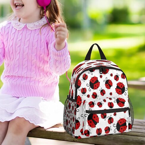 Pardick Cute Kids Backpack Red Ladybug Toddler Backpack with Chest Strap for Boys Girls Red Ladybug Print Lightweight Kindergarten Children Schoolbag Nursery Elementary Travel Bag in Kuwait