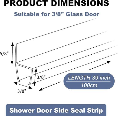 4 عبوات من الختم الجانبي لباب الدش بدون إطار لأبواب زجاجية سميكة مقاس 3/8 بوصة - أوقف تسرب الدش وإنشاء حاجز مائي (3/8 بوصة × 39 بوصة) in Kuwait
