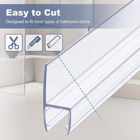 4 عبوات من الختم الجانبي لباب الدش بدون إطار لأبواب زجاجية سميكة مقاس 3/8 بوصة - أوقف تسرب الدش وإنشاء حاجز مائي (3/8 بوصة × 39 بوصة) in Kuwait