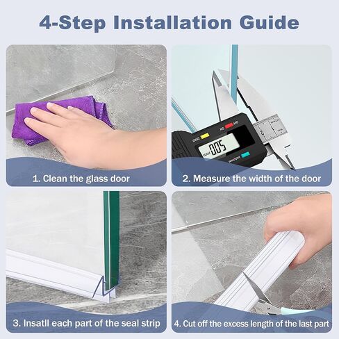 4 عبوات من الختم الجانبي لباب الدش بدون إطار لأبواب زجاجية سميكة مقاس 3/8 بوصة - أوقف تسرب الدش وإنشاء حاجز مائي (3/8 بوصة × 39 بوصة) in Kuwait