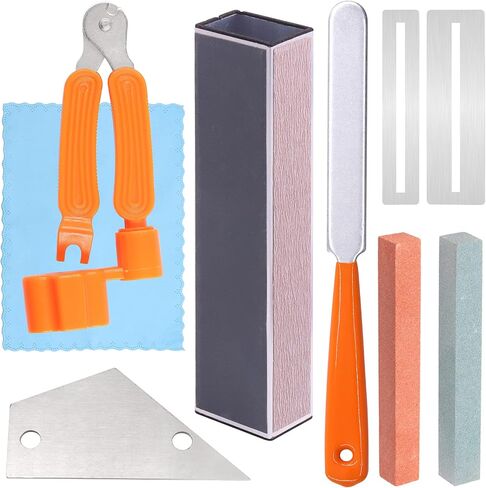 Tanstic 12Pcs Premium Guitar Luthier Tool Set Includes Fret Leveling Beam, 5Pcs Grinding File, Guitar Fret Crowning Luthier File, Fingerboard Guards and Cleaning Cloth for Guitar Bass Setup in Saudi Arabia