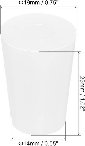 MECCANIXITY Silicone Rubber Tapered Plug 14mm to 19mm Solid Test Tubes Bungs Stopper with Hole White for Lab Home 3 Pieces in Saudi Arabia