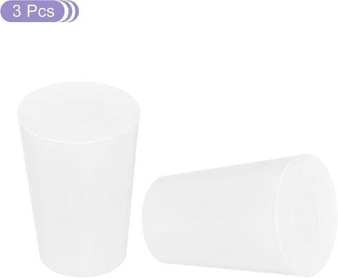 MECCANIXITY Silicone Rubber Tapered Plug 14mm to 19mm Solid Test Tubes Bungs Stopper with Hole White for Lab Home 3 Pieces in Saudi Arabia