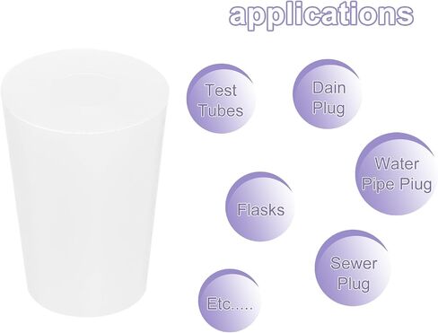 MECCANIXITY Silicone Rubber Tapered Plug 14mm to 19mm Solid Test Tubes Bungs Stopper with Hole White for Lab Home 3 Pieces in Saudi Arabia