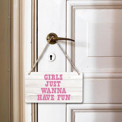 cgbhw الفتيات فقط أريد أن يكون متعة علامة خشبية، راعية البقر الغربية حزب العازبة العصرية preppy شنقا علامة جدار ديكور لغرفة الفتيات، كلية النوم العازبة حزب ديكور الباب 12 × 6 بوصة in Kuwait