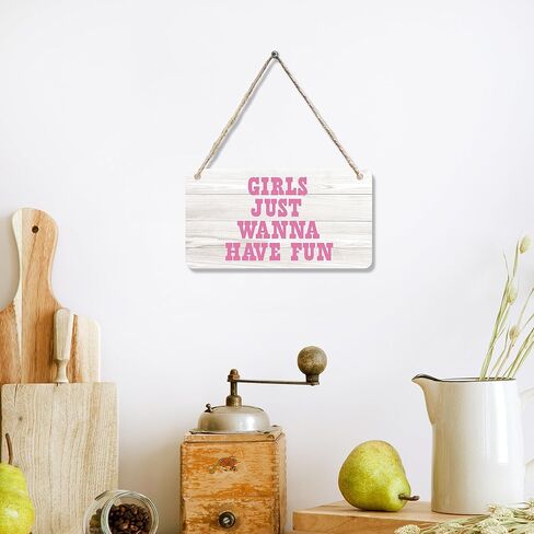 cgbhw الفتيات فقط أريد أن يكون متعة علامة خشبية، راعية البقر الغربية حزب العازبة العصرية preppy شنقا علامة جدار ديكور لغرفة الفتيات، كلية النوم العازبة حزب ديكور الباب 12 × 6 بوصة in Kuwait