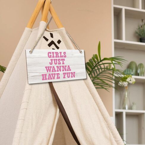 cgbhw الفتيات فقط أريد أن يكون متعة علامة خشبية، راعية البقر الغربية حزب العازبة العصرية preppy شنقا علامة جدار ديكور لغرفة الفتيات، كلية النوم العازبة حزب ديكور الباب 12 × 6 بوصة in Kuwait