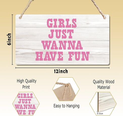 cgbhw الفتيات فقط أريد أن يكون متعة علامة خشبية، راعية البقر الغربية حزب العازبة العصرية preppy شنقا علامة جدار ديكور لغرفة الفتيات، كلية النوم العازبة حزب ديكور الباب 12 × 6 بوصة in Kuwait